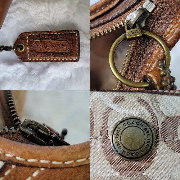 COACH 10808 Ergo Patchwork Leather Canvas Suede Hobo in Earth Tone Brown Color - Picture 7 of 12